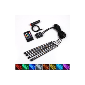 Kit interior LED 12 SMD RGB cu telecomanda - 22cm 