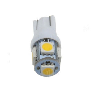 Bec pozitie T10 5 led SMD 5050 lumina alba 12V (pret/set) 10714W