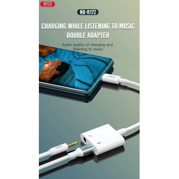 Cablu adaptor 2 in 1: incarcare + jack 3,5mm compatibil Lighting (Iphone) 