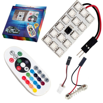 Placa LED RGB 28X43MM. CU TELECOMANDA - 15 SMD 5050 RGB 12V (pret/set)