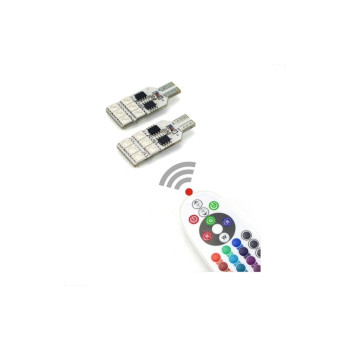 Set 2 becuri pozitie RGB cu telecomanda  T10, 12 LED SMD 5050 RGB 12V