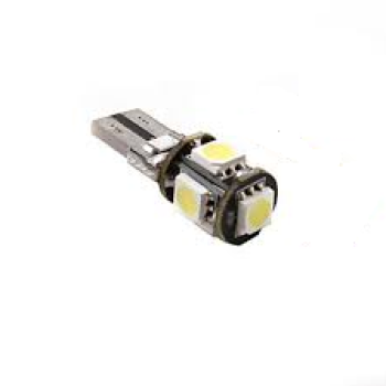 20 X Bec auto cu LED T10 5050 cu 5 SMD ALB 12V CANBUS JSUN40 ( pret / 20 buc )