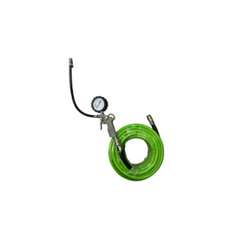 Furtun compresor aer 15m cu pistol si manometru verde