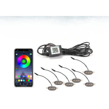 Set 6 lampi cu LED RGB 12V grila masca control prin aplicatie telefon,diverse jocuri de lumini sau lumina continua. Set 6 lampi cu LED RGB 12V grila masca control prin aplicatie telefon,diverse jocuri de lumini sau lumina continua.