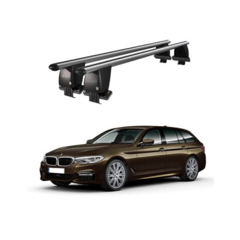 Bare transversale portbagaj auto aluminiu compatibile plafon neted BMW Seria 5 G31 Touring 2017-> argintii sau negre