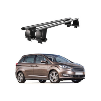 Bare transversale portbagaj auto aluminiu compatibile plafon neted Ford C-Max II 2010-2019 argintii sau negre