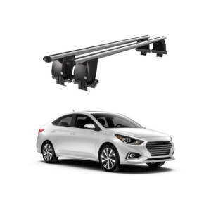 Bare transversale portbagaj auto aluminiu compatibile plafon neted Hyundai Accent V HC Hatchback 2017-> argintii sau negre