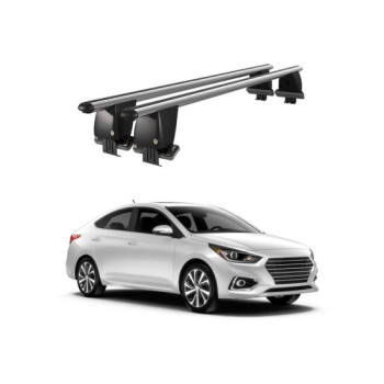 Bare transversale portbagaj auto aluminiu compatibile plafon neted Hyundai Accent V HC Hatchback 2017-> argintii sau negre