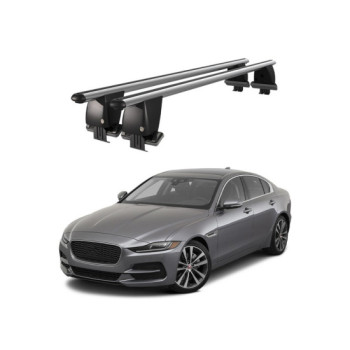 Bare transversale portbagaj auto aluminiu compatibile plafon neted Jaguar XE 2015-> argintii sau negre