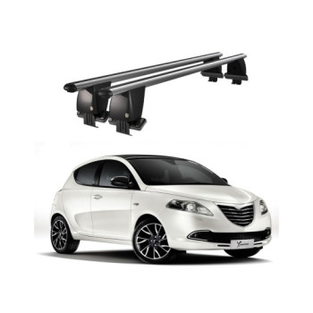 Bare transversale portbagaj auto aluminiu compatibile plafon neted Lancia Ypsilon 2010-2013 argintii sau negre