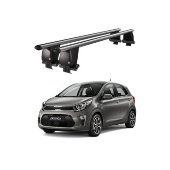 Bare transversale portbagaj auto aluminiu compatibile plafon neted Kia Picanto JA 2017-> argintii sau negre