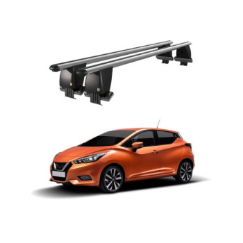 Bare transversale portbagaj auto aluminiu compatibile plafon neted Nissan Micra K14 2017-> argintii sau negre