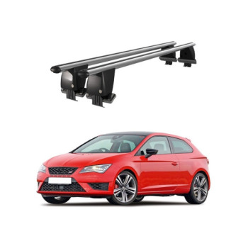 Bare transversale portbagaj auto aluminiu compatibile plafon neted Seat Leon 1P 2009-2013 argintii sau negre