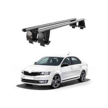 Bare transversale portbagaj auto aluminiu compatibile plafon neted Skoda Rapid NH1 2012-> argintii sau negre