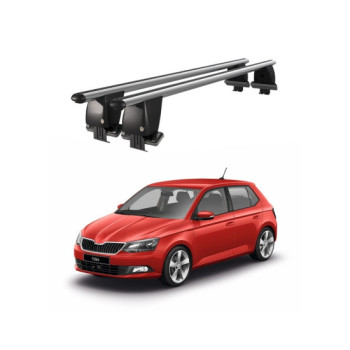 Bare transversale portbagaj auto aluminiu compatibile plafon neted Skoda Fabia III NJ 2015-> argintii sau negre
