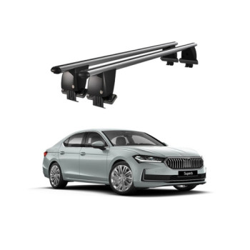 Bare transversale portbagaj auto aluminiu compatibile plafon neted Skoda Superb 3V 2015-> argintii sau negre