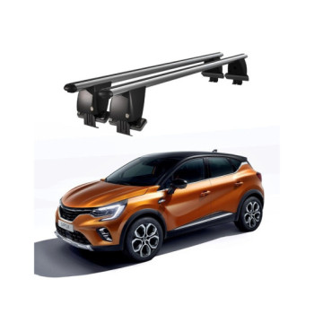 Bare transversale portbagaj auto aluminiu compatibile plafon neted Renault Captur 2019-> argintii sau negre