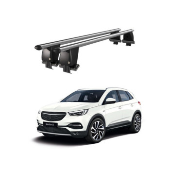 Bare transversale portbagaj auto aluminiu compatibile plafon neted Opel Grandland X 2017-> argintii sau negre