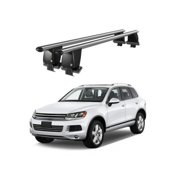 Bare transversale portbagaj auto aluminiu compatibile plafon neted Volkswagen Touareg II 7P 2010-2013 argintii sau negre