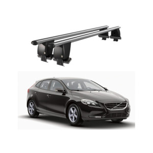 Bare transversale portbagaj auto aluminiu compatibile plafon neted Volvo V40 2012-2016 argintii sau negre