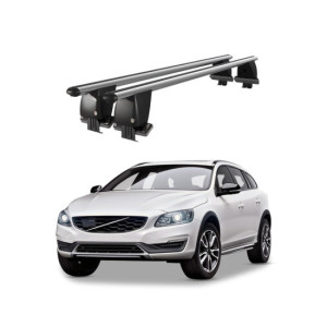 Bare transversale portbagaj auto aluminiu compatibile plafon neted Volvo V60 Cross Country 2011-2018 argintii sau negre