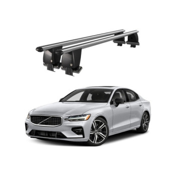 Bare transversale portbagaj auto aluminiu compatibile plafon neted Volvo S60 2018-> argintii sau negre