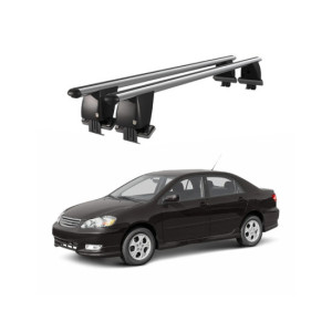 Bare transversale portbagaj auto aluminiu compatibile plafon neted Toyota Corolla E120 Sedan 2000-2007 argintii sau negre