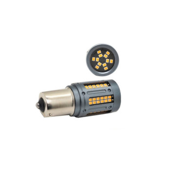 Set 2 becuri o faza T.N. BAU15S 84SMD Canbus 12V-24V nonpolar lumina galbena1000 lumen 25W