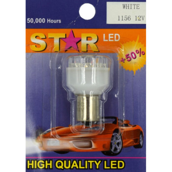 SET bec 1 faza BA15S 12 LED 12V lumina galbena