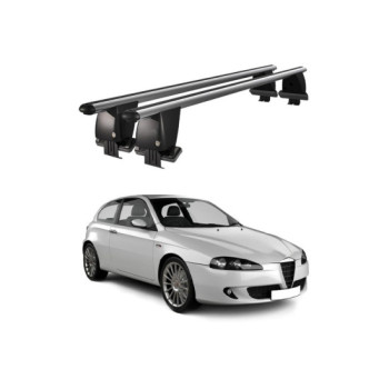 Bare transversale portbagaj auto aluminiu compatibile plafon neted Alfa Romeo 147 2000-2010 argintii sau negre