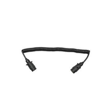 Cablu spiral 2.5m cu 2 stechere tata din plastic, 7 pini pentru priza auto remorca 