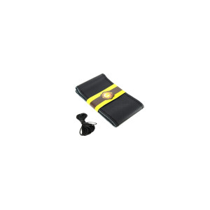 Husa volan cu ac si ata  piele cu gaurele Negru , marime L latime 11,5cm 