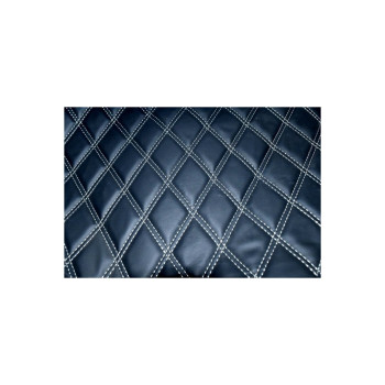Material imitatie piele tapiterie romb negru / cusatura bej 
