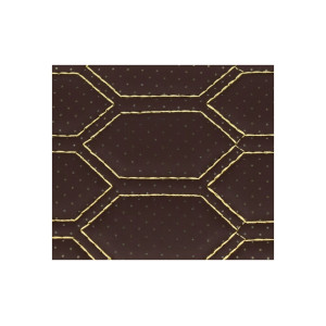 Material imitatie piele tapiterie hexagon cu gaurele maro/cusatura bej 