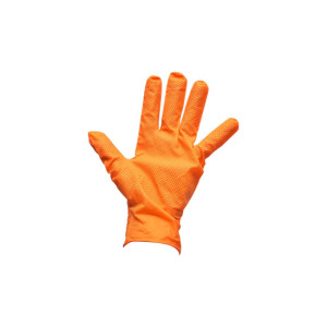 Manusi din nitril portocalii nepudrate cu textura diamond grip 50 bucati
