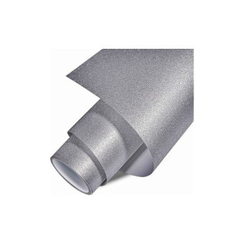 Folie auto autocolant PVC argintie sclipici mat 1.52m x 1m cu tehnologie eliminare bule Folie auto autocolant PVC argintie sclipici mat 1.52m x 1m cu tehnologie eliminare bule
