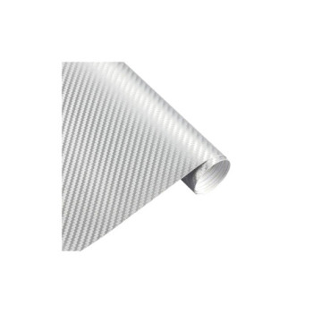 Folie carbon 3D argintie cu tehnologie de eliminare a bulelor de aer 1m x 1.5m