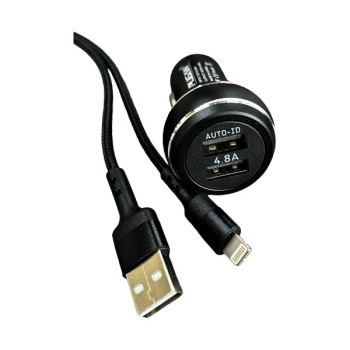 Incarcator auto 4.8A cu cablu tip lightning 12-24V 