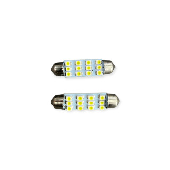 Bec LED SOFIT 43mm 12 SMD 3528 12V  Lumina Alba