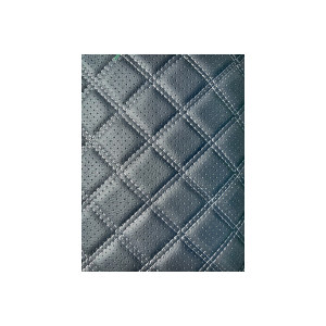 Material imitatie piele tapiterie romb cu gaurele  negru/cusatura gri 