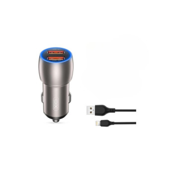 Incarcator auto SMART Quick charge USB QC3.0 36W + cablu lightning compatibil Iphone  