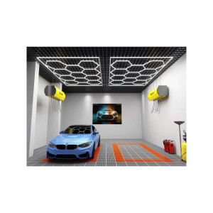 Set lumini LED hexagonale 615W 6000K alb rece pentru tavan garaj/atelier/showroom