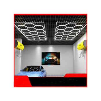 Set lumini LED hexagonale 636W 6000K alb rece pentru garaj/atelier/showroom auto