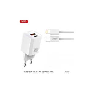 Incarcator retea PD 30W XO cu 2 usb si cablu lightning compatibil iphone