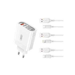 Incarcator retea 4 USB 1USB Quick charge QC3.0 + 3USB 2.4A cu cablu compatibil Lighting (Iphone)