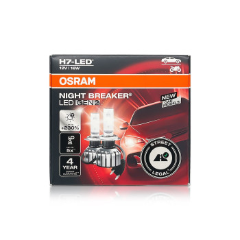 Bec Led Osram H7 Night Breaker Omologat RAR , Gen 2+ 230% Pro 12V,16W 