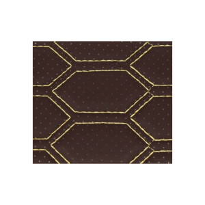 Material imitatie piele tapiterie hexagon cu gaurele maro/cusatura bej