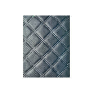 Material imitatie piele tapiterie romb cu gaurele negru/cusatura gri