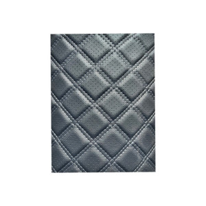 Material imitatie piele tapiterie romb cu gaurele negru/cusatura bej