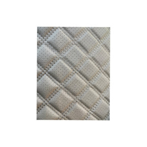 Material imitatie piele tapiterie romb cu gaurele bej /cusatura bej
